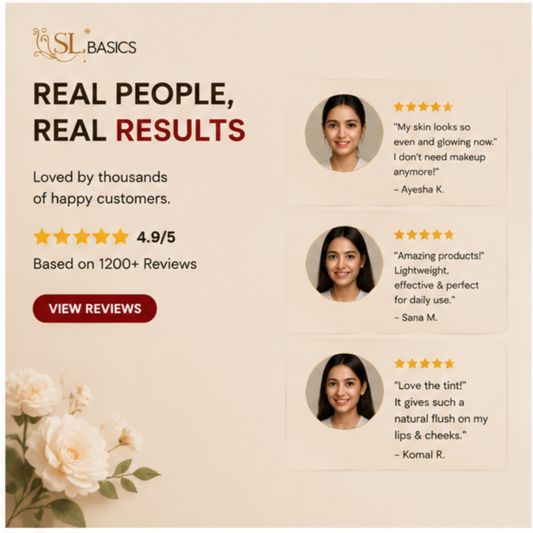 SL Basics No Makeup Deal – Flawless Skin, Natural Glow Every Day – Complete 4-Piece Set: BB Block SPF 50+, Rose & Honey Toner Mist, Gold & Pearl Serum, PinaPop Lip & Cheek Tint