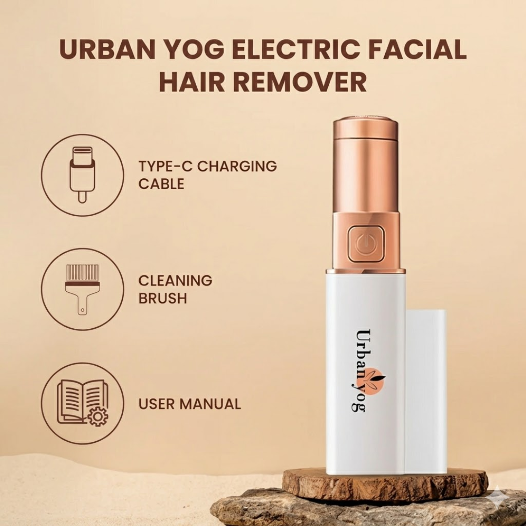 Urban Yog Electric Facial Hair Remover | Painless Peach Fuzz Remover for Sensitive Skin | Portable & Rechargeable