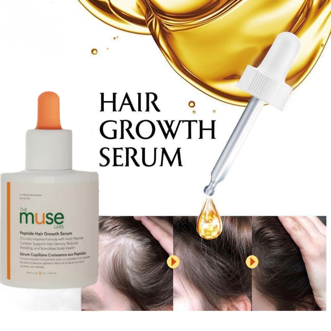 The Muse Labs Peptide Hair Growth Serum | Reduces Hair Fall, Boosts Density & Strengthens Roots | Multi-Peptide Formula