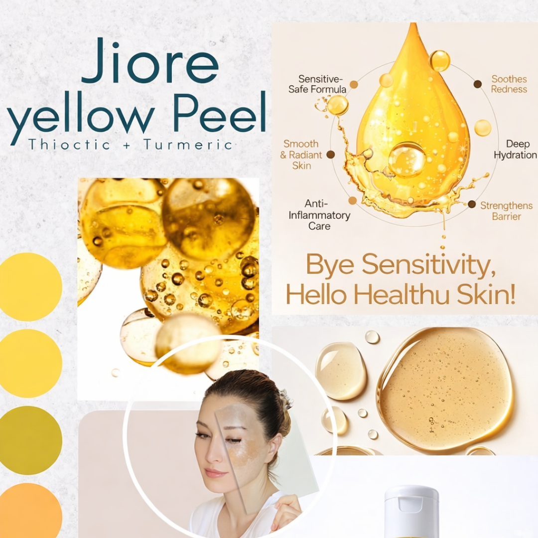 Jiore Tsuyoi Yellow Peel Body Oil | Organic & Natural with Kojic Acid, Turmeric, Thiotic Acid & AHA/BHA | Fades Stretch Marks, Peels Sun Tan & Brightens Skin
