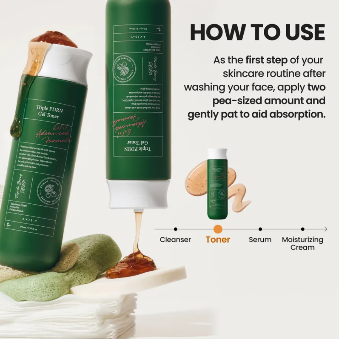 AXIS-Y Triple PDRN Gel Toner | 6+1+1 Advanced Formula with Plant-Based PDRN, Astaxanthin & Vegan Collagen | Strengthens Barrier, Hydrates & Calms Skin