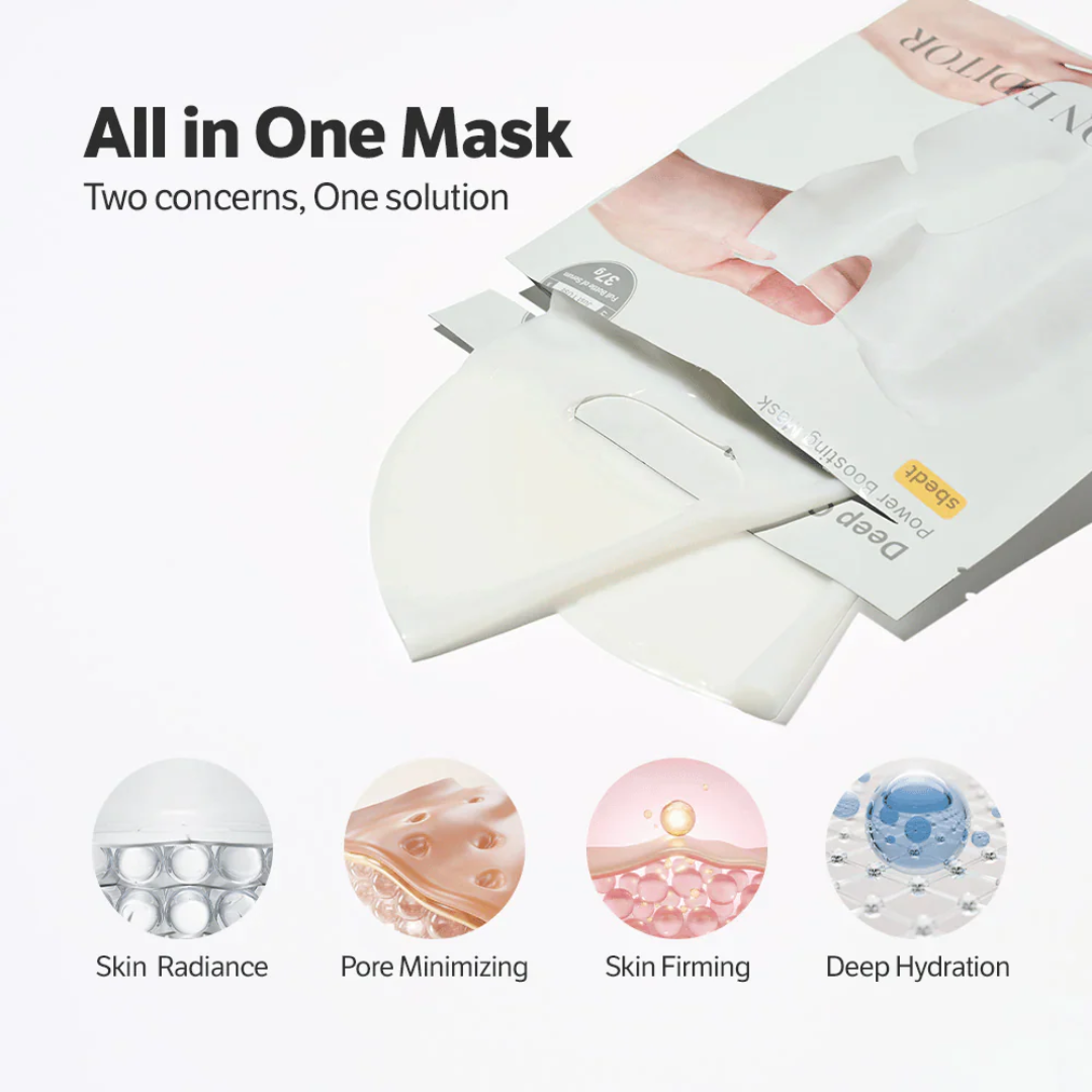 Sungboon Editor Deep Collagen Power Boosting Duo | Cream in Serum + Hydrogel Mask | 5% Volufiline + 58% Low-Molecular Collagen | Anti-Wrinkle, Firming & Instant Glow