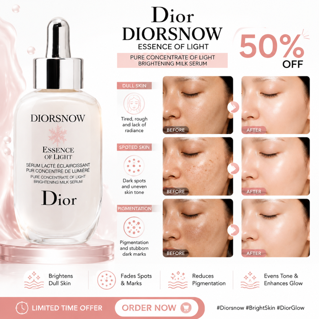 Dior Snow Essence of Light Brightening Milk Serum - Pure Concentrate of Light – Brightens Dull Skin, Fades Dark Spots & Pigmentation – Deeply Hydrates, Evens Tone & Enhances Glow – For Radiant, Luminous Skin