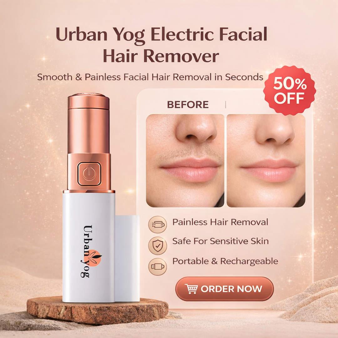 Urban Yog Electric Facial Hair Remover | Painless Peach Fuzz Remover for Sensitive Skin | Portable & Rechargeable