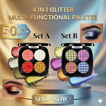 CHARMACY Milano 4-in-1 Glitter Multi-Functional Palette | Insane Quad Eyeshadow + Highlighter + Body Glitter