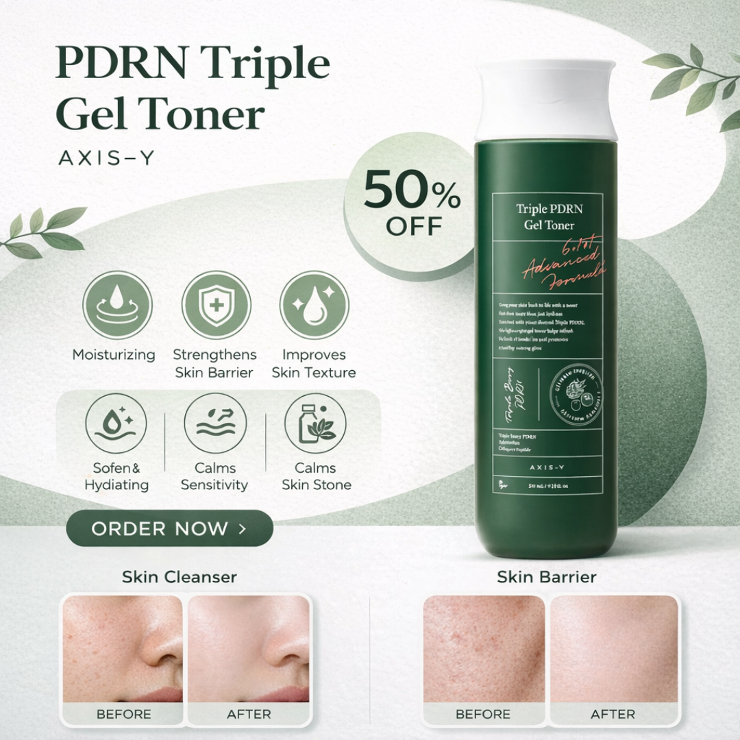 AXIS-Y Triple PDRN Gel Toner | 6+1+1 Advanced Formula with Plant-Based PDRN, Astaxanthin & Vegan Collagen | Strengthens Barrier, Hydrates & Calms Skin