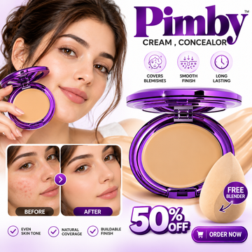 Pimby Soft Matte Cream Concealer + FREE Blender – Buildable Full Coverage – Blurs Dark Circles & Blemishes