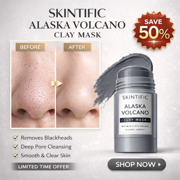 SKINTIFIC Alaska Volcano Pore Clay Stick | Glycolic Acid + Probiotic Complex + Collagen | Removes Blackheads, Tightens Pores & Smooths Skin