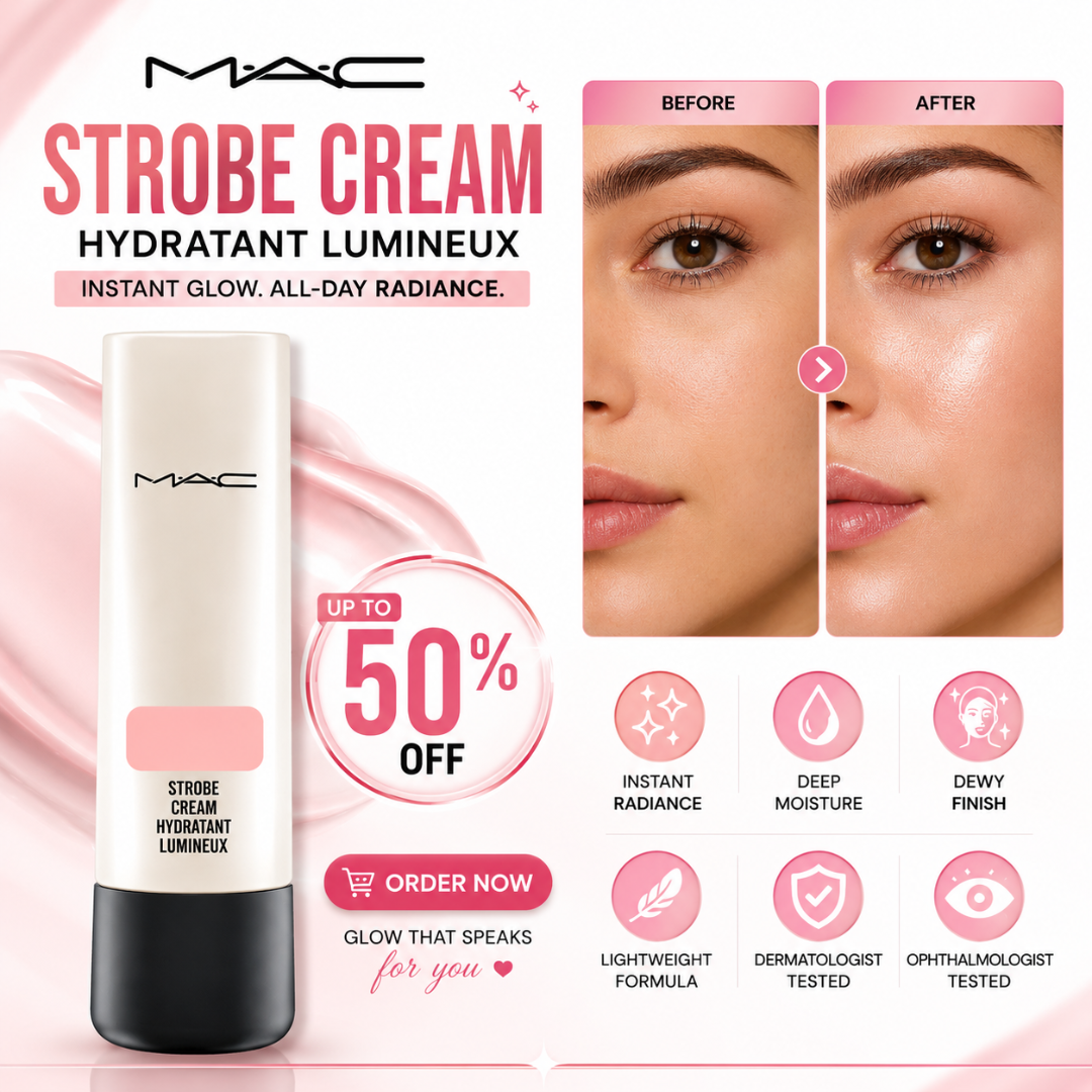 Strobe Cream – Hydratant Lumineux – Instant Glow, All-Day Radiance – Lightweight, Deep Moisture & Dewy Finish – Instantly Brightens, Hydrates & Smooths Skin – Perfect Makeup Base