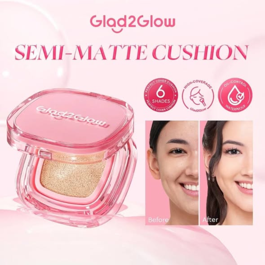 Glog2Glow Perfect Cover Cushion | Flawless Semi-Matte, 12H Wear | Zero Oxidation, Pore-Blurring, Transfer-Proof