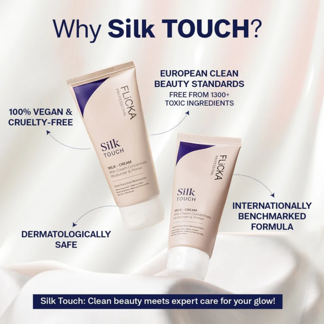 FLICKA Flawless Complexion Trio | 12-Hour Makeup Fixer + Silk Touch Primer + Matte Compact with SPF | Vitamin C Enriched, Skin-Friendly & Long-Lasting