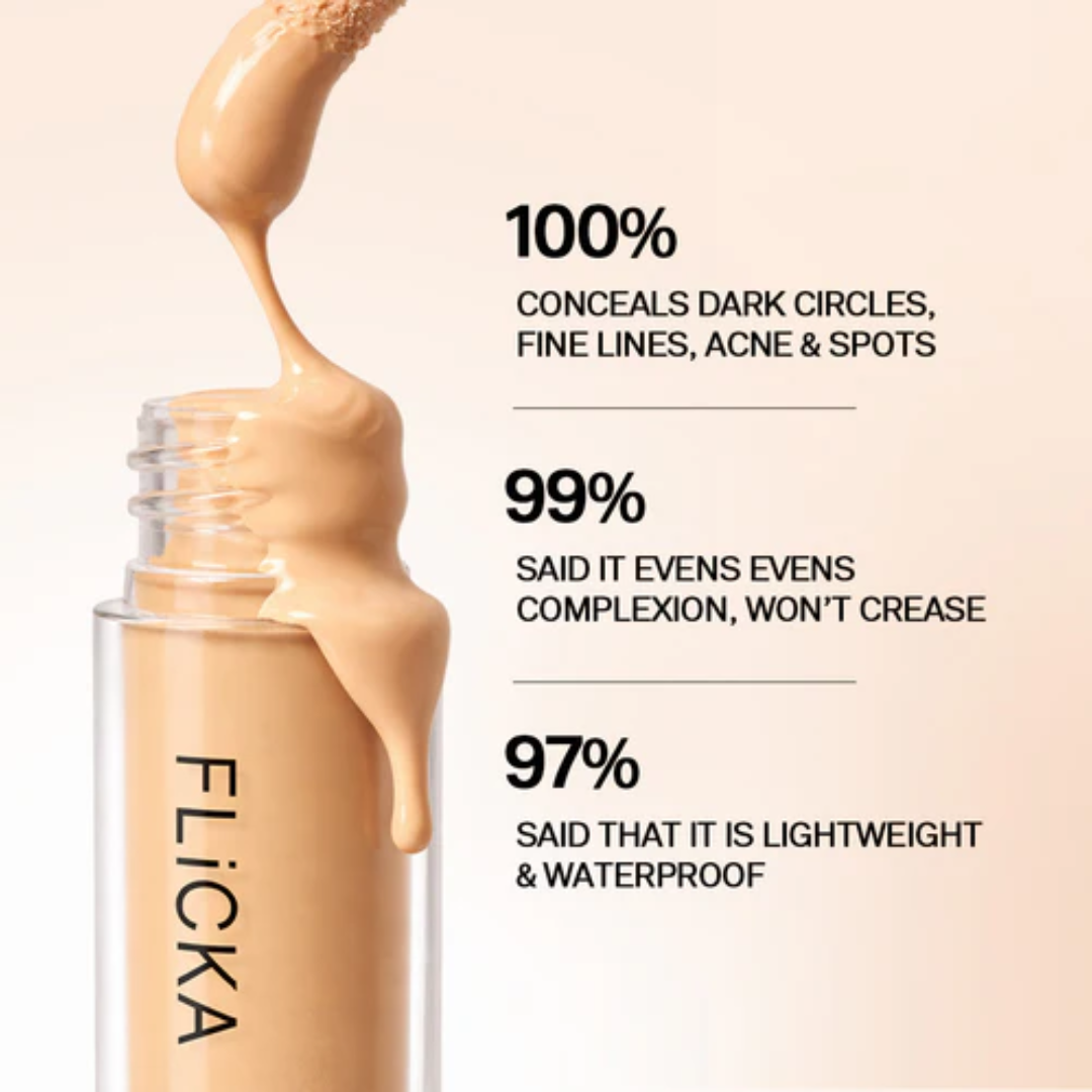 FLICKA Silk Touch & Blend & Shine Face Trio Deal | Hydrating Primer + SPF Foundation + Concealer