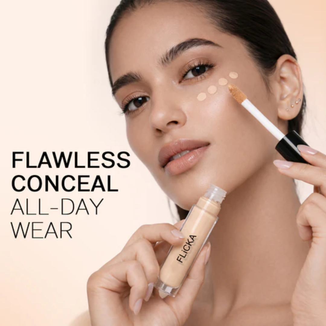 FLICKA Silk Touch & Blend & Shine Face Trio Deal | Hydrating Primer + SPF Foundation + Concealer