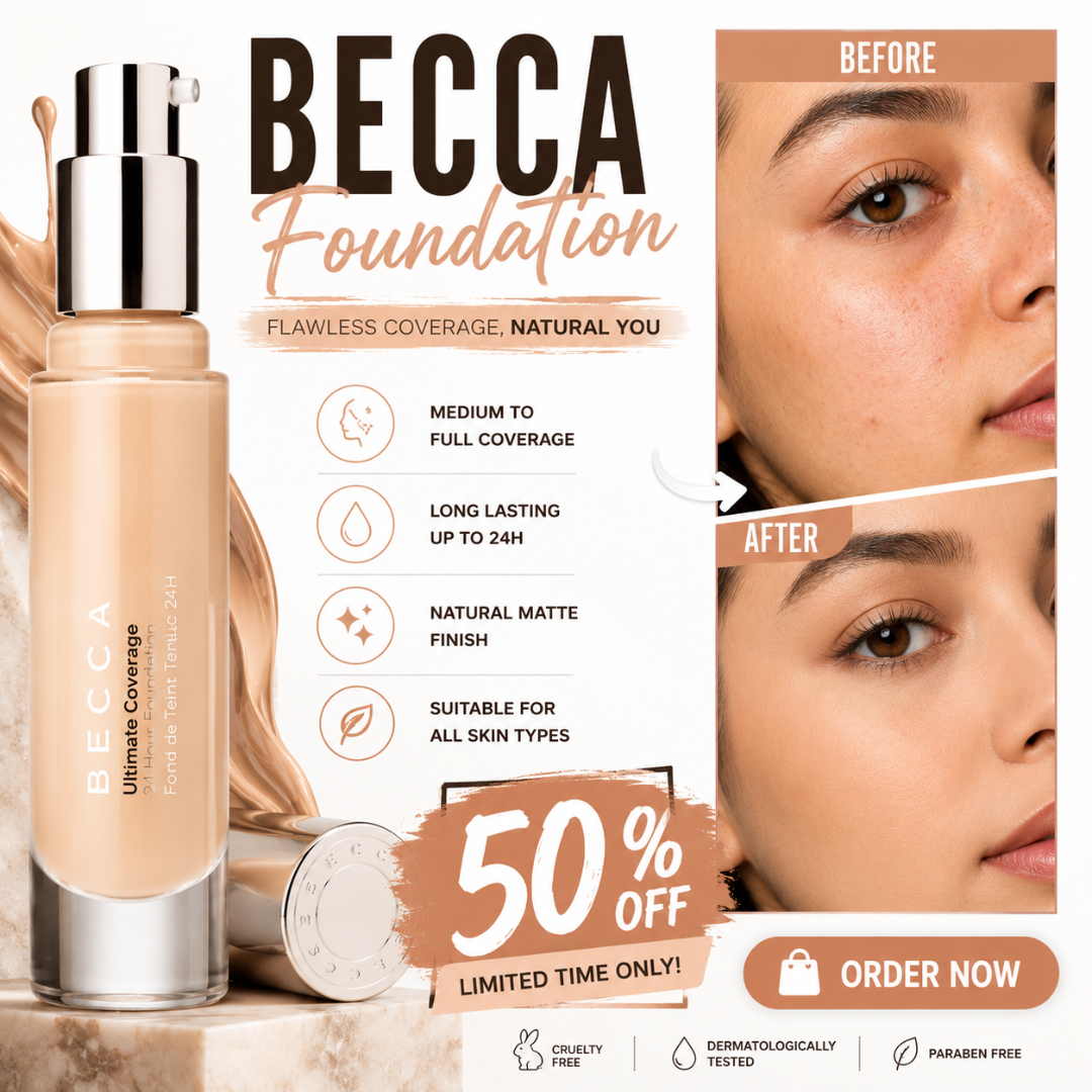 BECCA Ultimate Coverage 24-Hour Foundation – Medium to Full Coverage, Natural Matte Finish – Long Lasting Up to 24H – Flawless Coverage, Natural You – Lightweight, Hydrating, Pore-Blurring – Suitable for All Skin Types