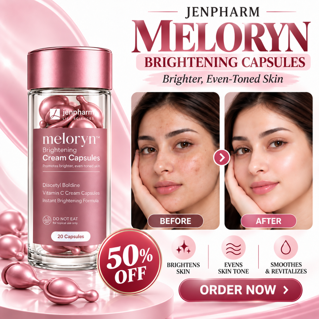 Jenpharm Meloryn Brightening Cream Capsules – Vitamin C Formula for Brighter, Even-Toned Skin – Dark Spot Corrector & best for Skin Prep - 20 Capsules for bright & Glow skin