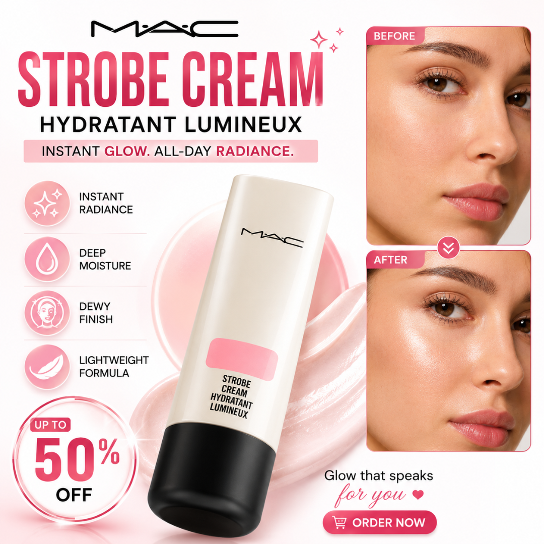 Strobe Cream – Hydratant Lumineux – Instant Glow, All-Day Radiance – Lightweight, Deep Moisture & Dewy Finish – Instantly Brightens, Hydrates & Smooths Skin – Perfect Makeup Base