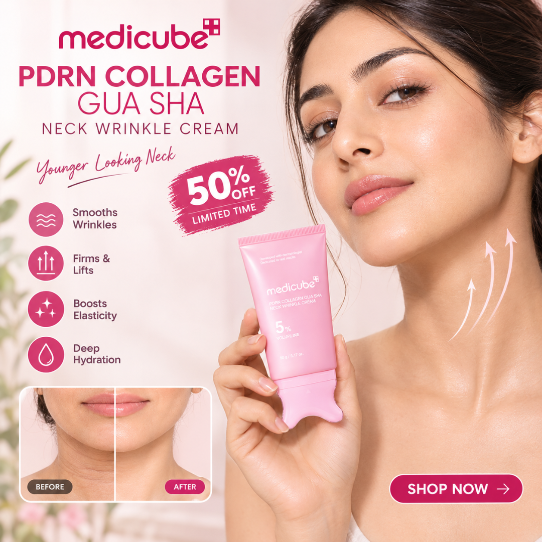 Medicube PDRN Collagen Gua Sha Cream For Neck & Jawline – Firming & Lifting & Tighten Cream with Built-In Massager