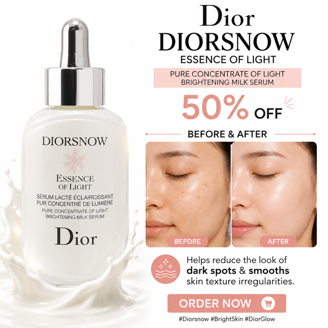 Dior Snow Essence of Light Brightening Milk Serum - Pure Concentrate of Light – Brightens Dull Skin, Fades Dark Spots & Pigmentation – Deeply Hydrates, Evens Tone & Enhances Glow – For Radiant, Luminous Skin