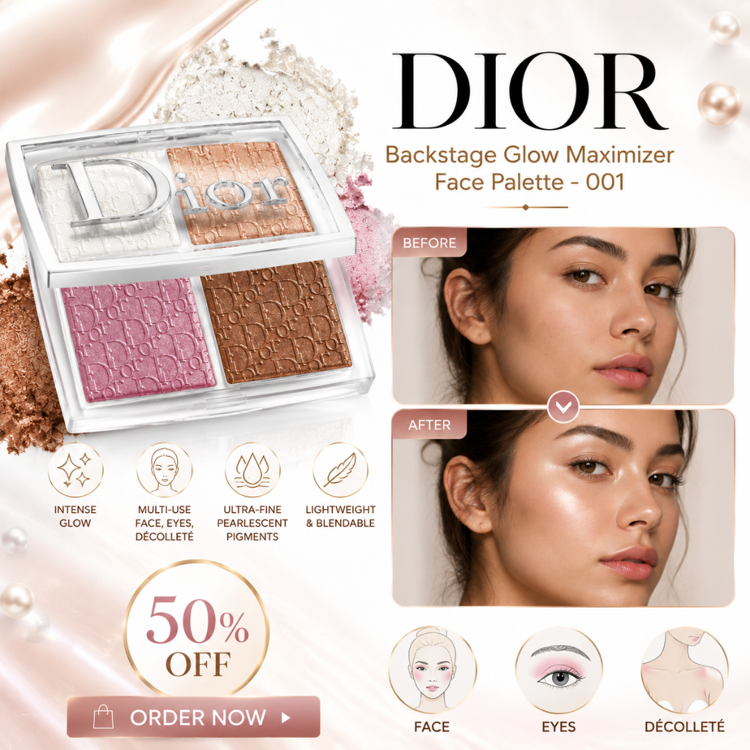 Dior Backstage Glow Maximizer Face Palette – Universal Glow – Multi-Use Highlighter for Face, Eyes & Décolleté – Intense Glow, Ultra-Fine Pearlescent Pigments – Lightweight, Buildable, Long-Lasting