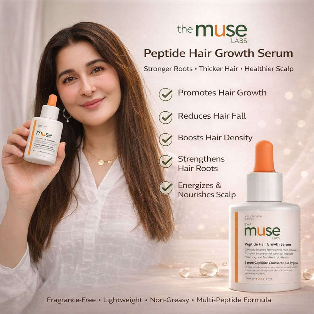 The Muse Labs Peptide Hair Growth Serum | Reduces Hair Fall, Boosts Density & Strengthens Roots | Multi-Peptide Formula