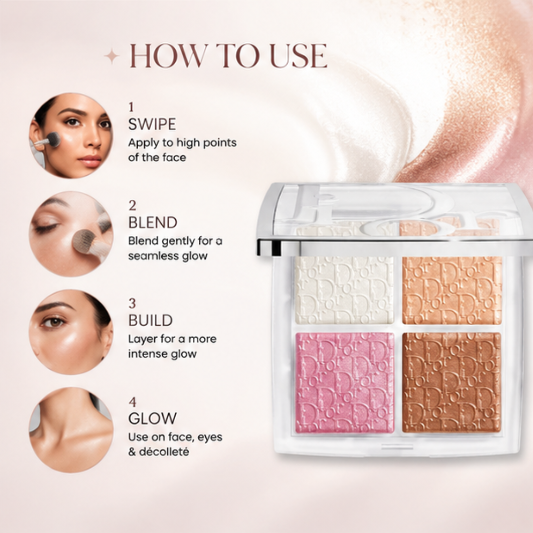 Dior Backstage Glow Maximizer Face Palette – Universal Glow – Multi-Use Highlighter for Face, Eyes & Décolleté – Intense Glow, Ultra-Fine Pearlescent Pigments – Lightweight, Buildable, Long-Lasting