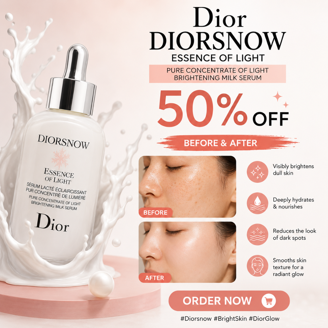 Dior Snow Essence of Light Brightening Milk Serum - Pure Concentrate of Light – Brightens Dull Skin, Fades Dark Spots & Pigmentation – Deeply Hydrates, Evens Tone & Enhances Glow – For Radiant, Luminous Skin
