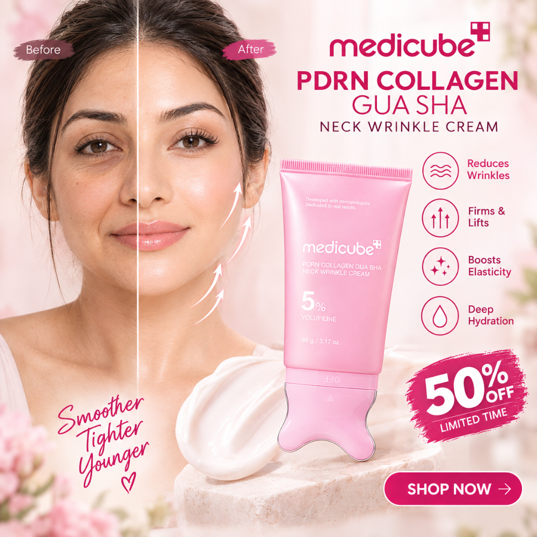 Medicube PDRN Collagen Gua Sha Cream For Neck & Jawline – Firming & Lifting & Tighten Cream with Built-In Massager