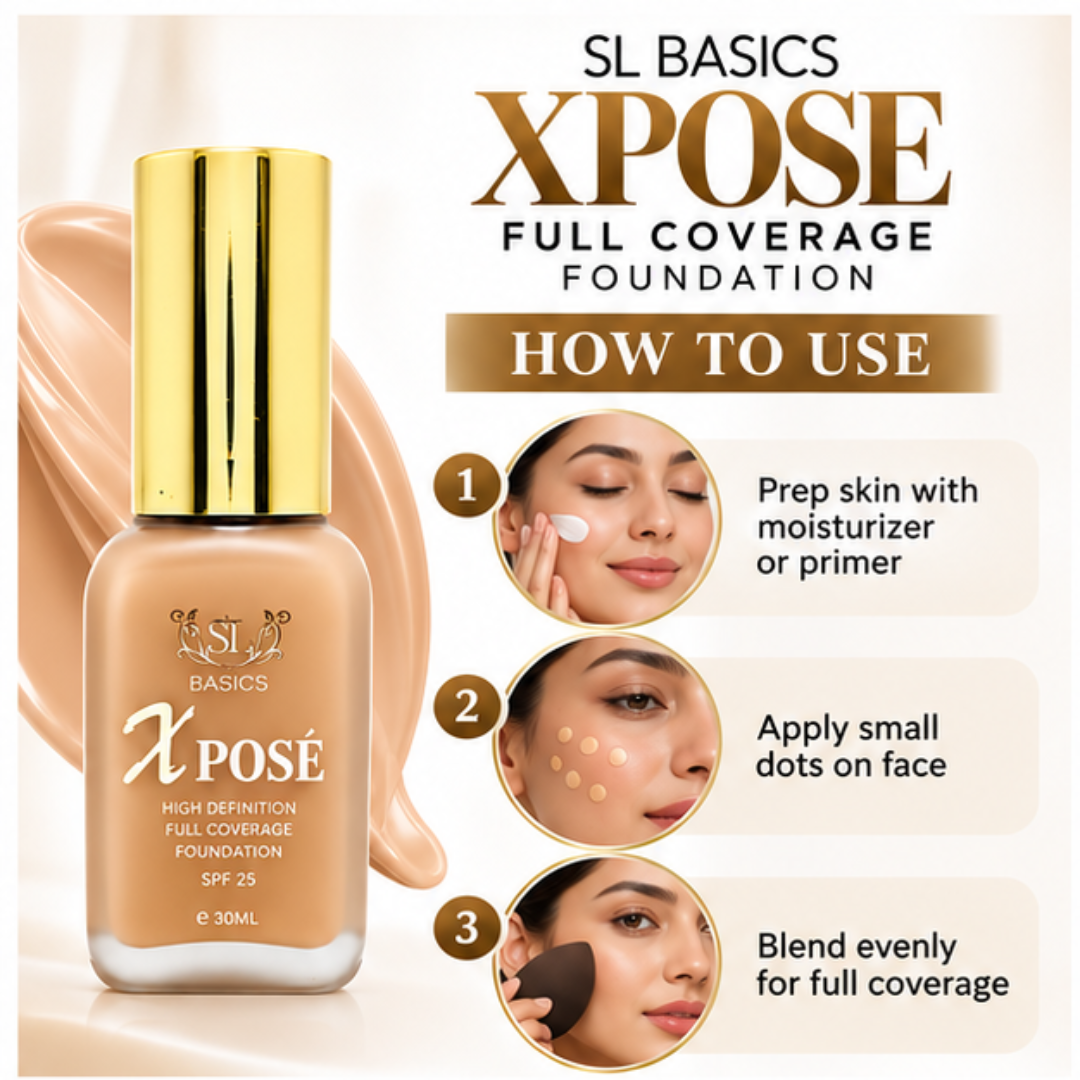 SL Basics Xpose Full Coverage Foundation SPF 25 – High Definition Long-Lasting Makeup