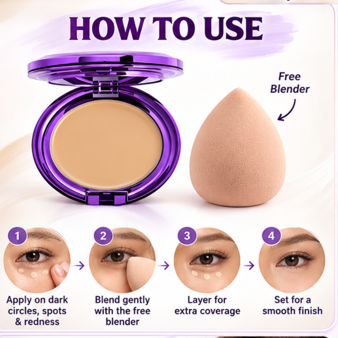 Pimby Soft Matte Cream Concealer + FREE Blender – Buildable Full Coverage – Blurs Dark Circles & Blemishes