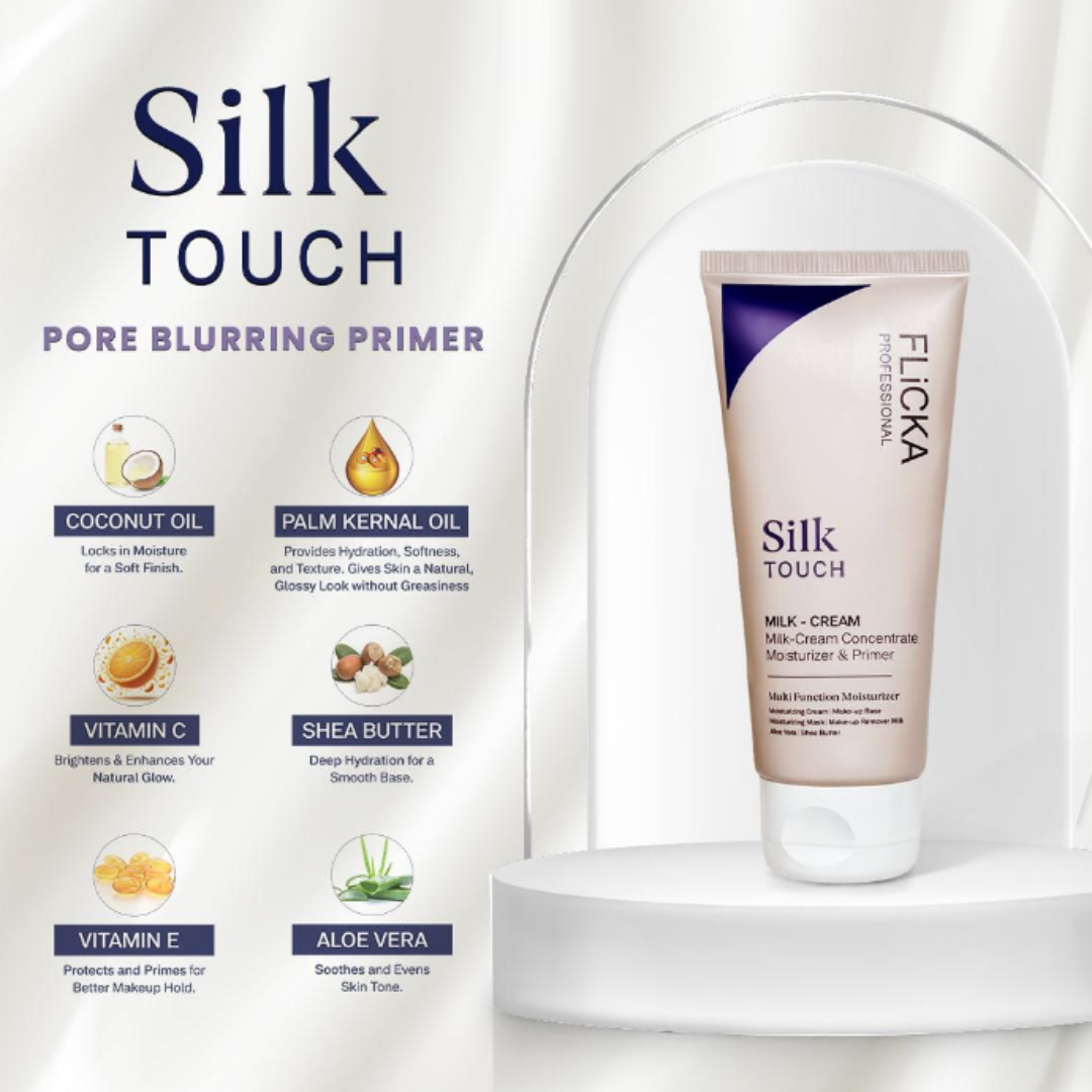 Flicka Flawless Base Duo | Silk Touch 3-in-1 Primer + The Base Story Foundation for Long-Lasting, Matte Perfection