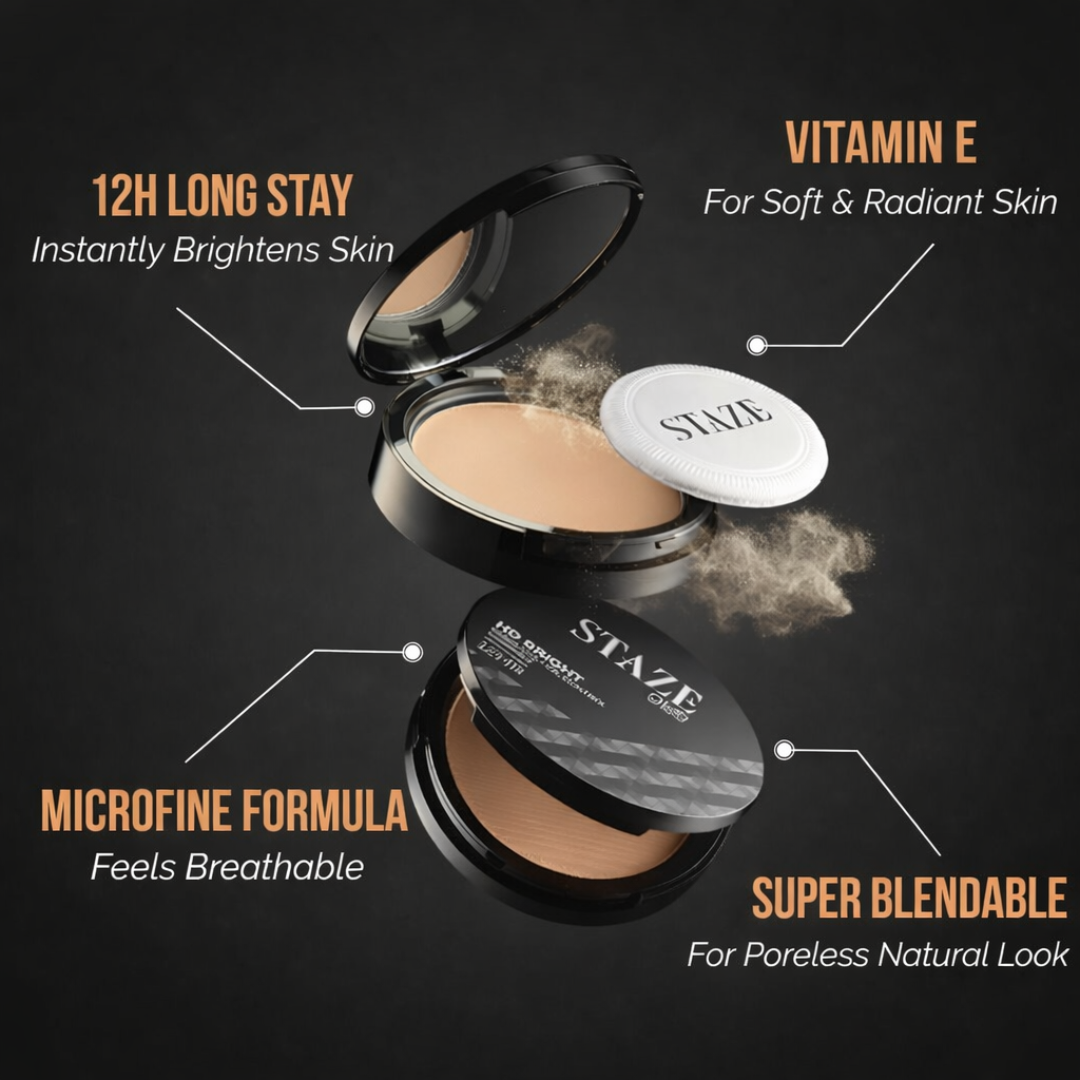 STAZE Glowing Foundation + Brightening compact Powder | 12-hours longwear, Oil control & Flawless filter like finish