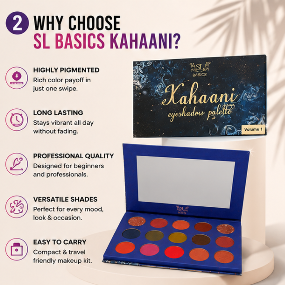 SL Basics Kahaani Eyeshadow Palette | Highly Pigmented | Long Lasting | Matte & Shimmer