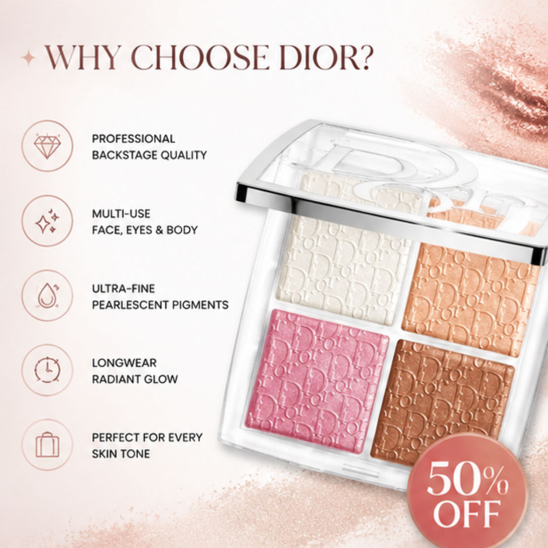 Dior Backstage Glow Maximizer Face Palette – Universal Glow – Multi-Use Highlighter for Face, Eyes & Décolleté – Intense Glow, Ultra-Fine Pearlescent Pigments – Lightweight, Buildable, Long-Lasting