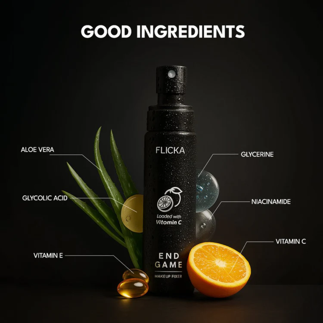 FLICKA Flawless Complexion Trio | 12-Hour Makeup Fixer + Silk Touch Primer + Matte Compact with SPF | Vitamin C Enriched, Skin-Friendly & Long-Lasting