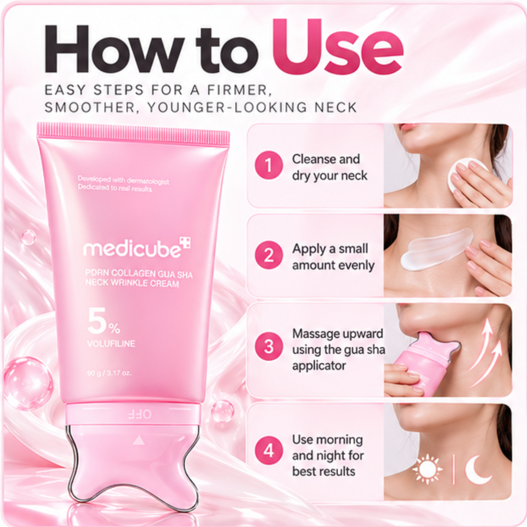 Medicube PDRN Collagen Gua Sha Cream For Neck & Jawline – Firming & Lifting & Tighten Cream with Built-In Massager