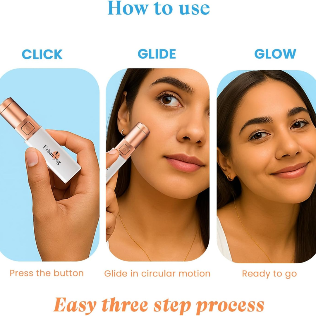 Urban Yog Electric Facial Hair Remover | Painless Peach Fuzz Remover for Sensitive Skin | Portable & Rechargeable