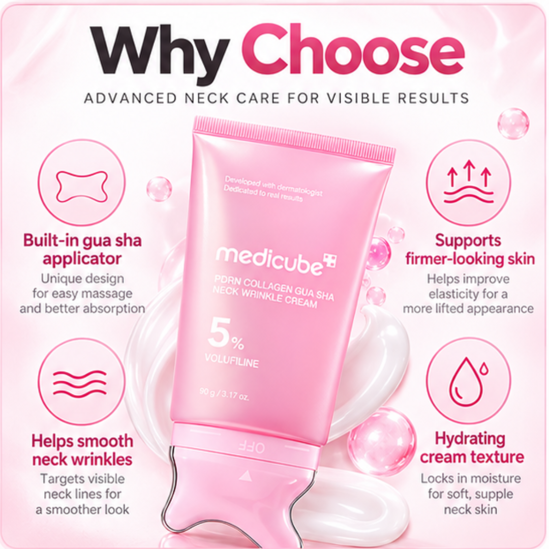 Medicube PDRN Collagen Gua Sha Cream For Neck & Jawline – Firming & Lifting & Tighten Cream with Built-In Massager