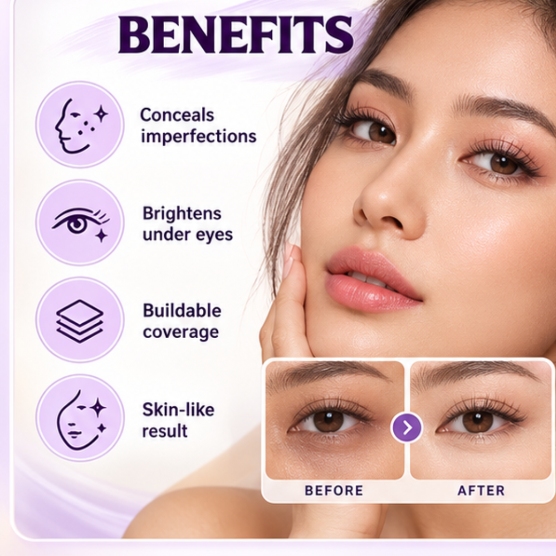 Pimby Soft Matte Cream Concealer + FREE Blender – Buildable Full Coverage – Blurs Dark Circles & Blemishes