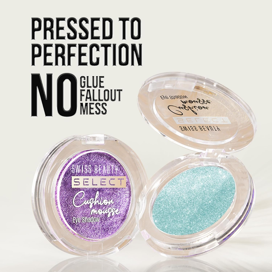 Swiss Beauty Select Cushion Mousse Eyeshadow | Multidimensional Shine | Zero Fallout, Vitamin E Infused
