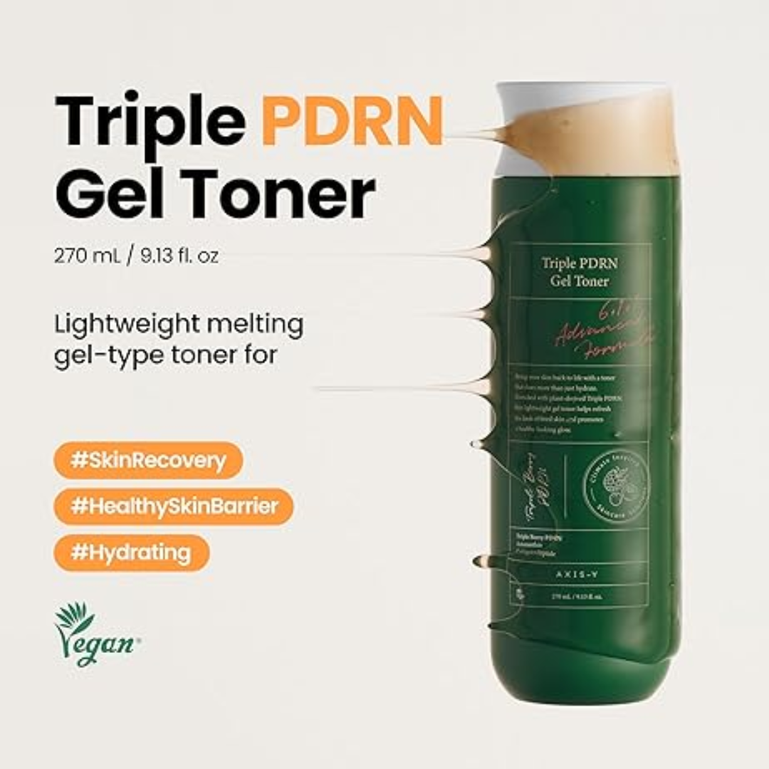 AXIS-Y Triple PDRN Gel Toner | 6+1+1 Advanced Formula with Plant-Based PDRN, Astaxanthin & Vegan Collagen | Strengthens Barrier, Hydrates & Calms Skin