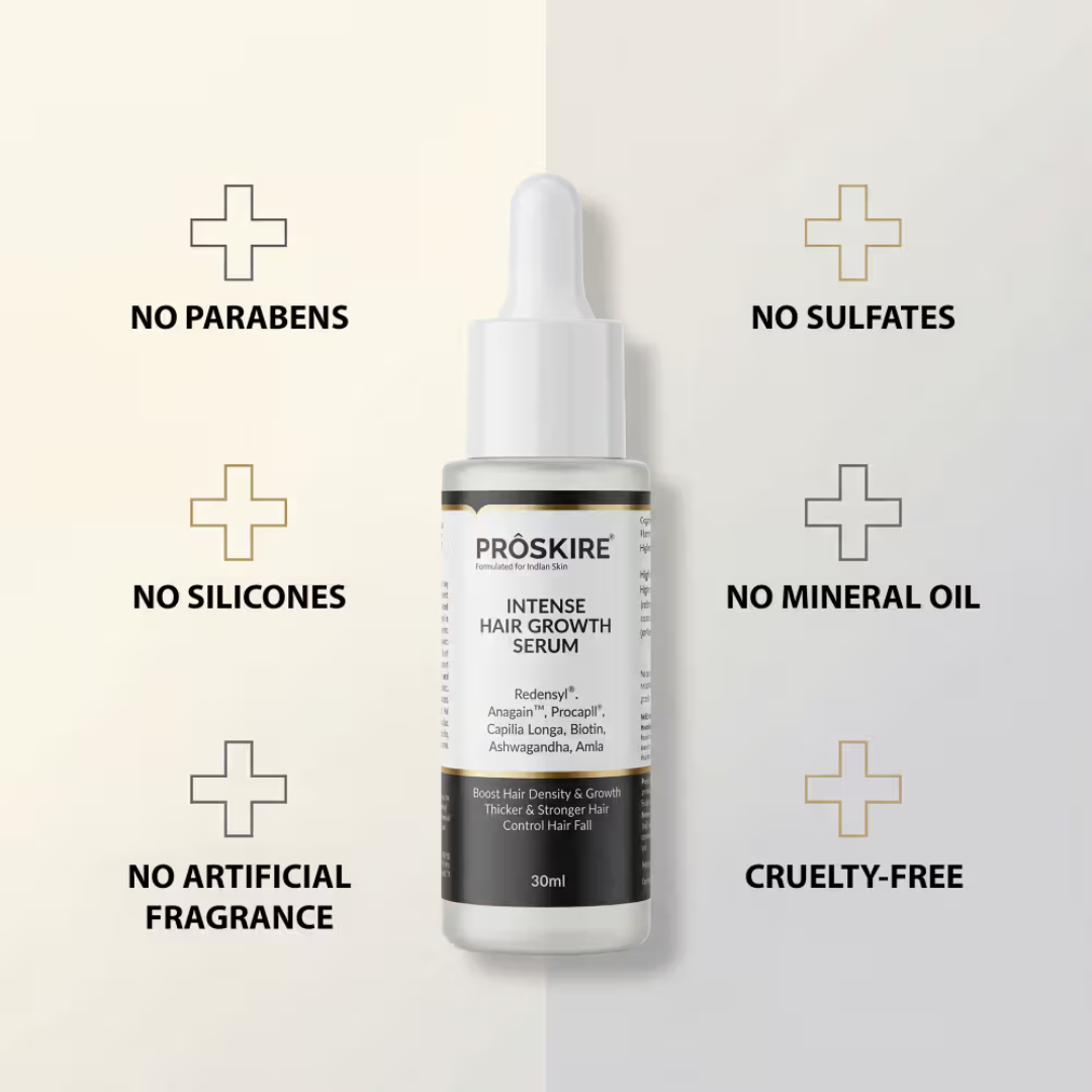 Proskire Hair Growth Serum – Reduces Hair Fall, Boosts Hair Density, Activates Follicles – For Bald Patches, Receding Hairline & Thinning Hair