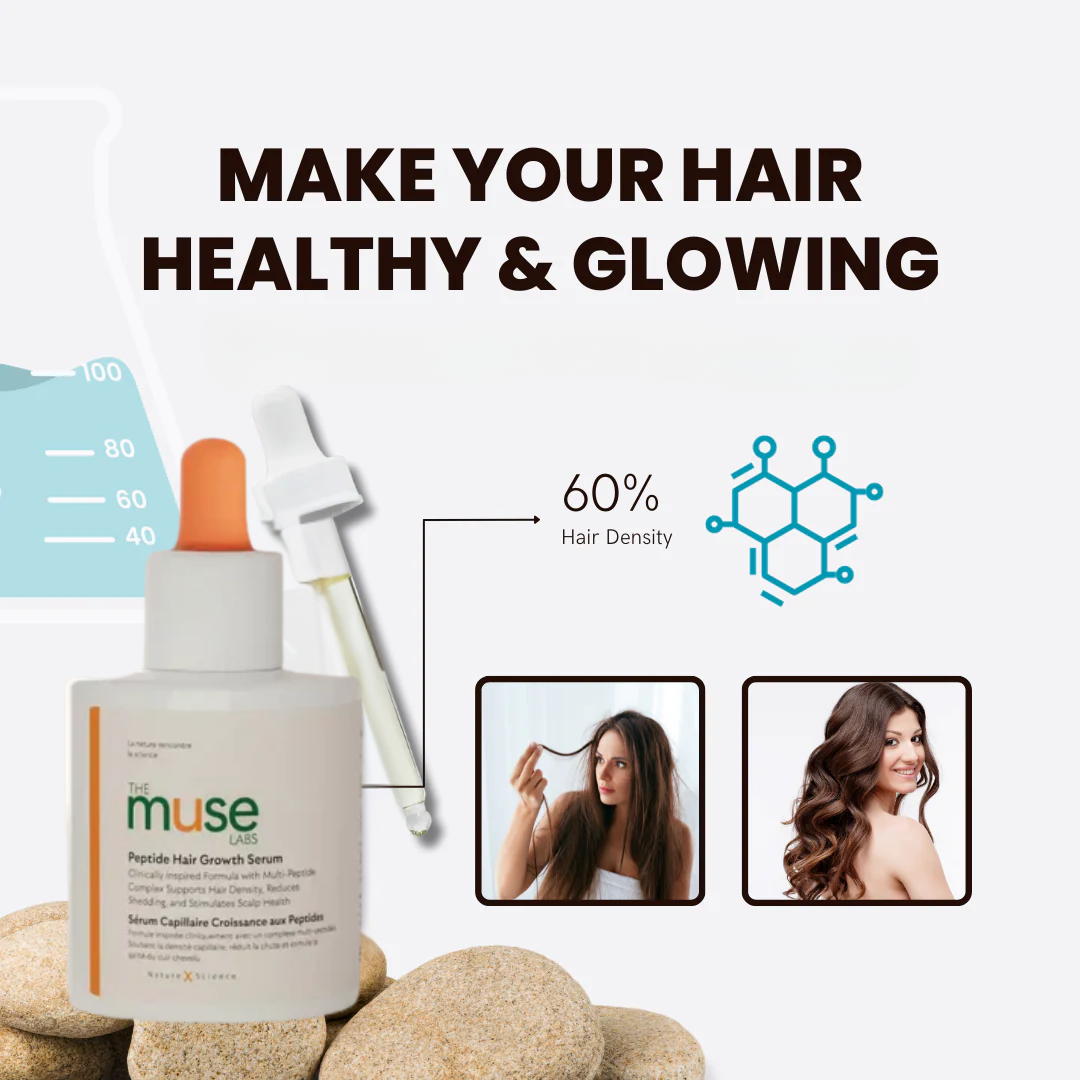 The Muse Labs Peptide Hair Growth Serum | Reduces Hair Fall, Boosts Density & Strengthens Roots | Multi-Peptide Formula