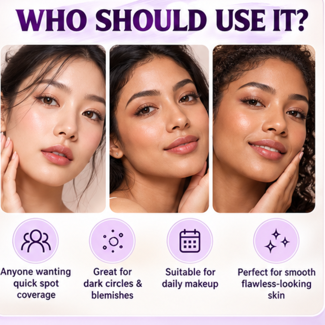 Pimby Soft Matte Cream Concealer + FREE Blender – Buildable Full Coverage – Blurs Dark Circles & Blemishes