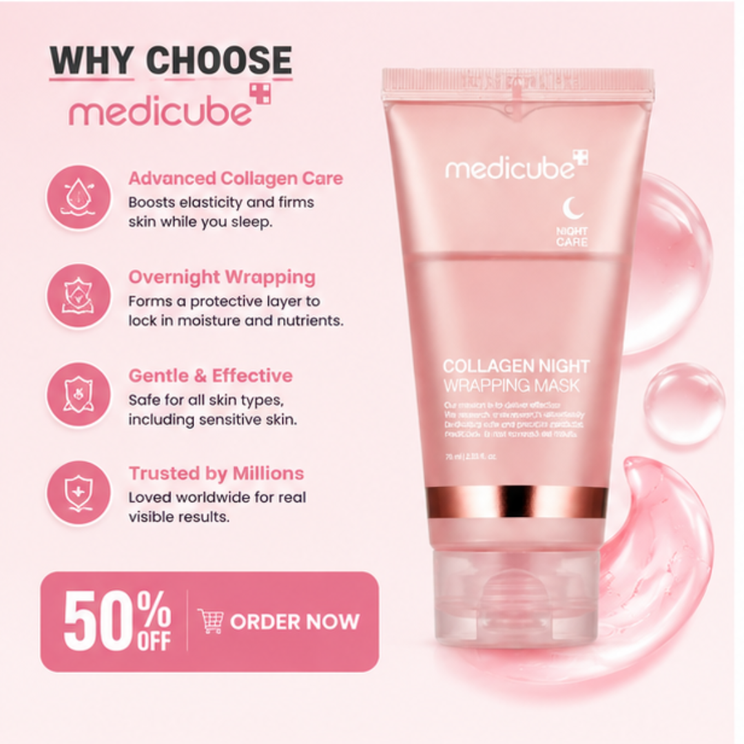 Medicube Collagen Night Wrapping Mask – 50% OFF – Wake Up to Glass Skin – Overnight Care – Boosts Collagen, Deep Hydration & Glass Skin Glow – Strengthens Skin Barrier – For All Skin Types