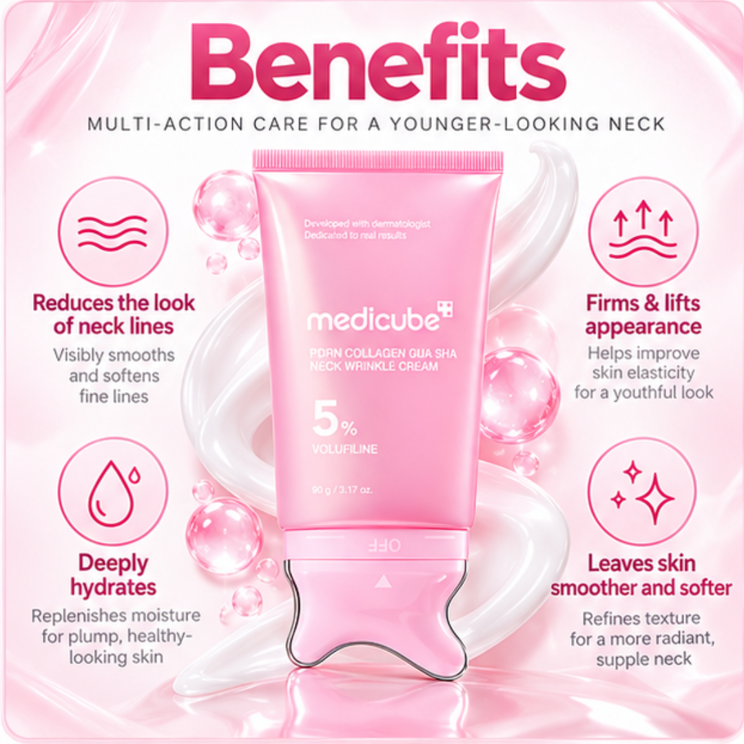 Medicube PDRN Collagen Gua Sha Cream For Neck & Jawline – Firming & Lifting & Tighten Cream with Built-In Massager
