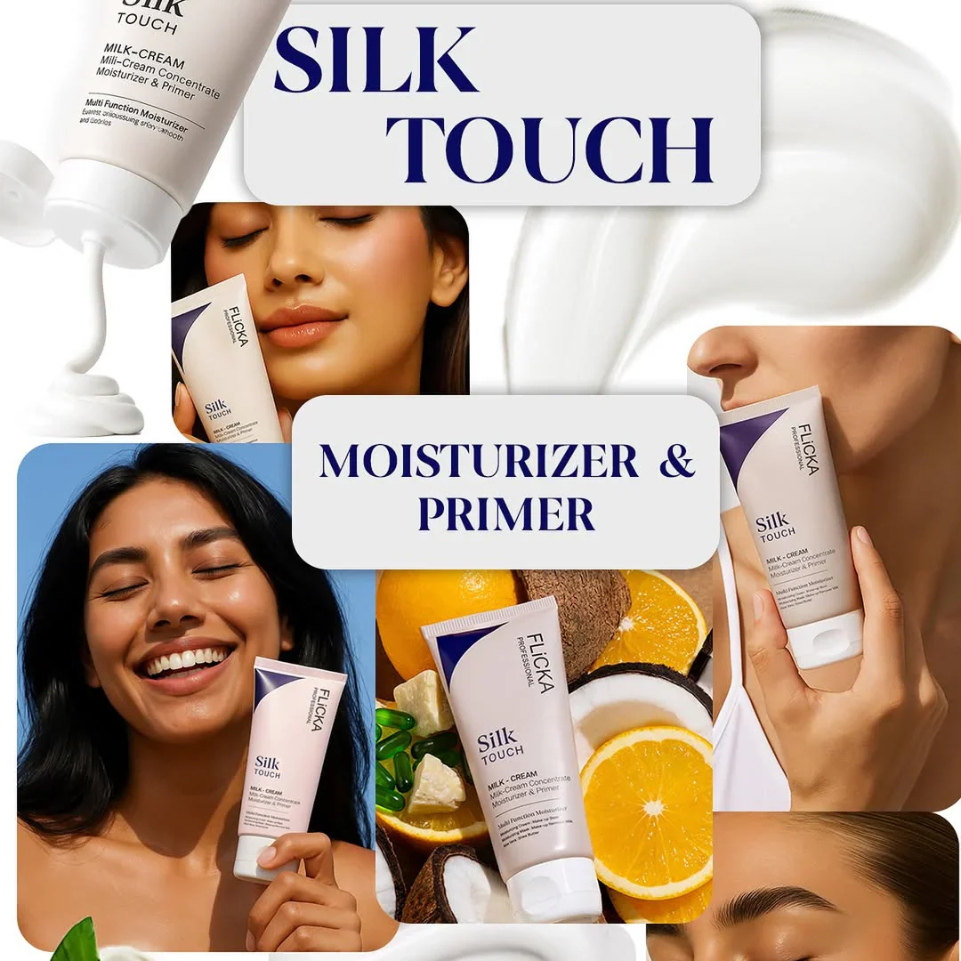 FLICKA Silk Touch & Blend & Shine Face Trio Deal | Hydrating Primer + SPF Foundation + Concealer