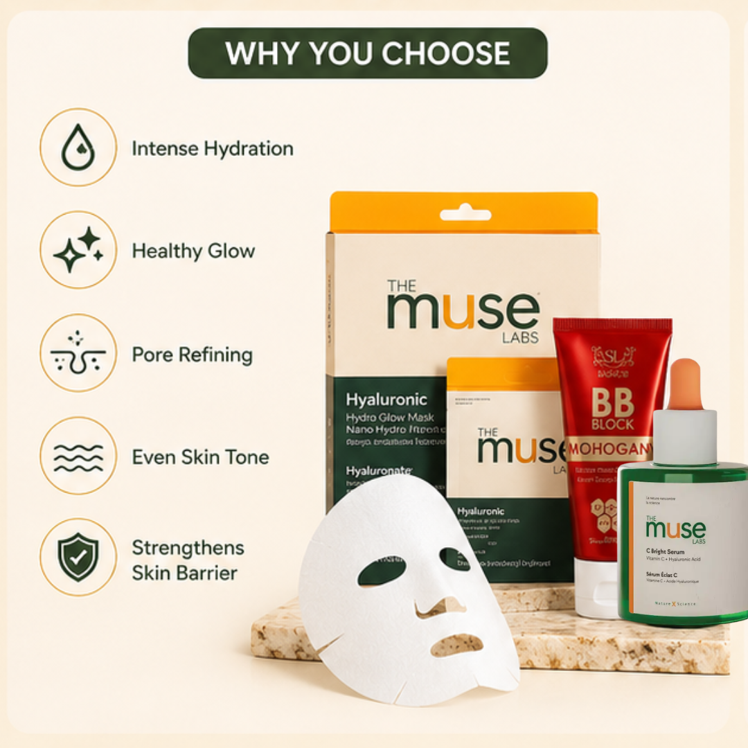 SL Summer Glow Bundle – Hydrate, Protect & Glow – 3-Step Skincare Set: Hyaluronic Hydrating Sheet Mask (3pcs) + BB Block SPF 50+ + C Bright Serum – Deep Hydration, Sun Protection, Radiant Glow