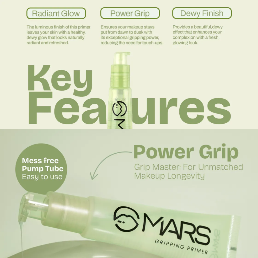MARS Grip Master Gripping Primer - Long-Lasting & Hydrating for a Radiant Dewy Finish