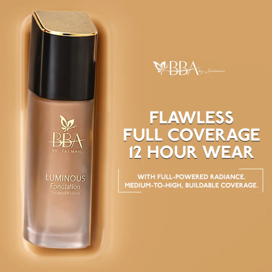 Beautify By Amna Flawless Base Bundle | Luminous Foundation, Concealer & Primer | Full Coverage & Pore Minimizing