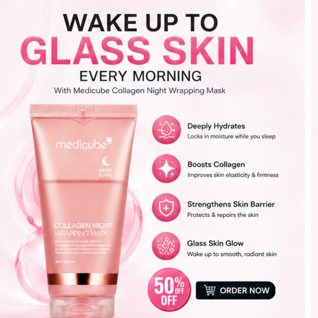 Medicube Collagen Night Wrapping Mask – 50% OFF – Wake Up to Glass Skin – Overnight Care – Boosts Collagen, Deep Hydration & Glass Skin Glow – Strengthens Skin Barrier – For All Skin Types